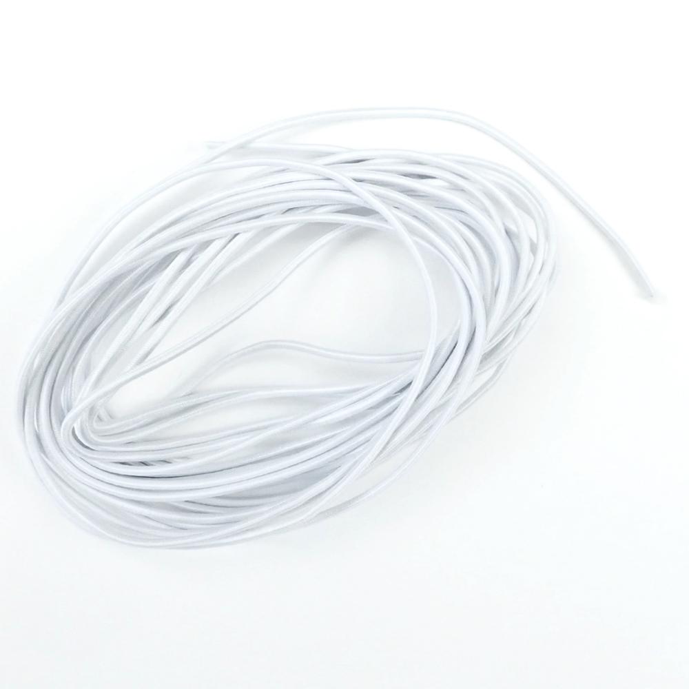 White Round Elastic Cord, 0.9mm thick, 50 ft spool
