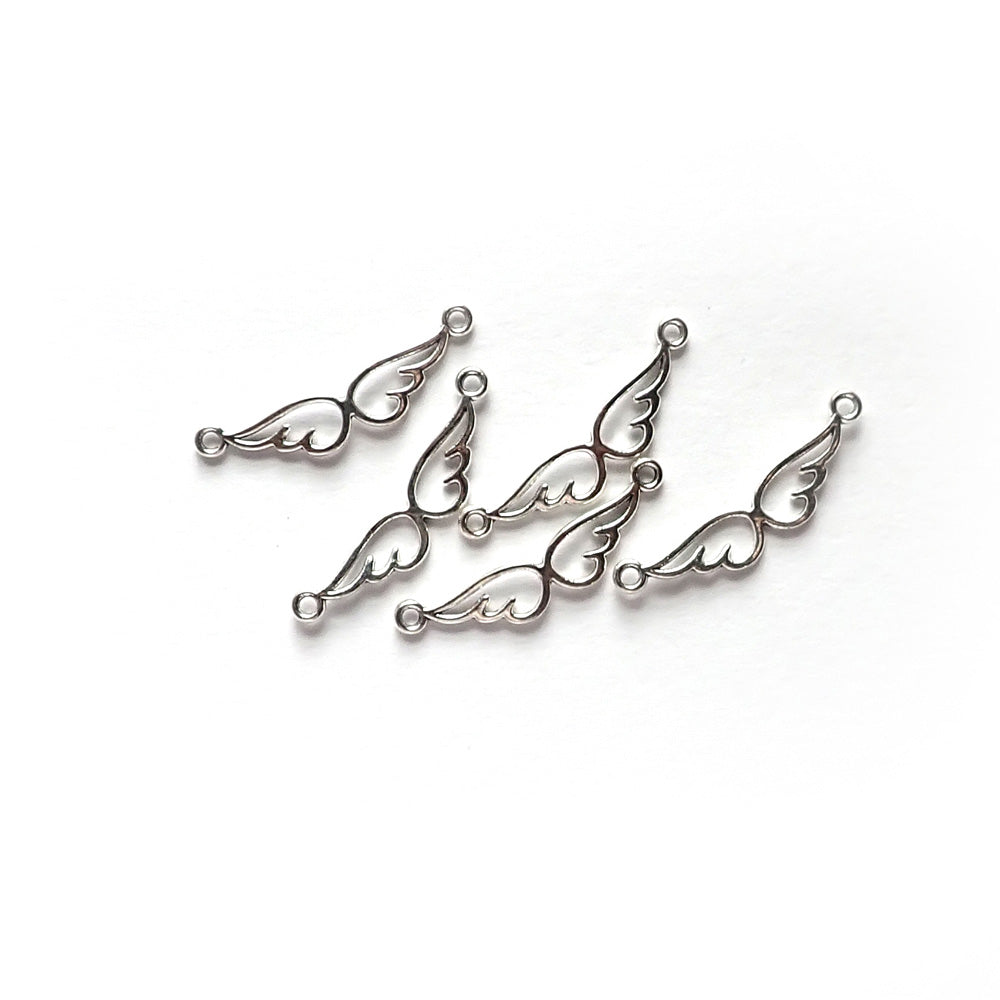 Angle Wings Silver Tone Metal Links, about 5 pcs