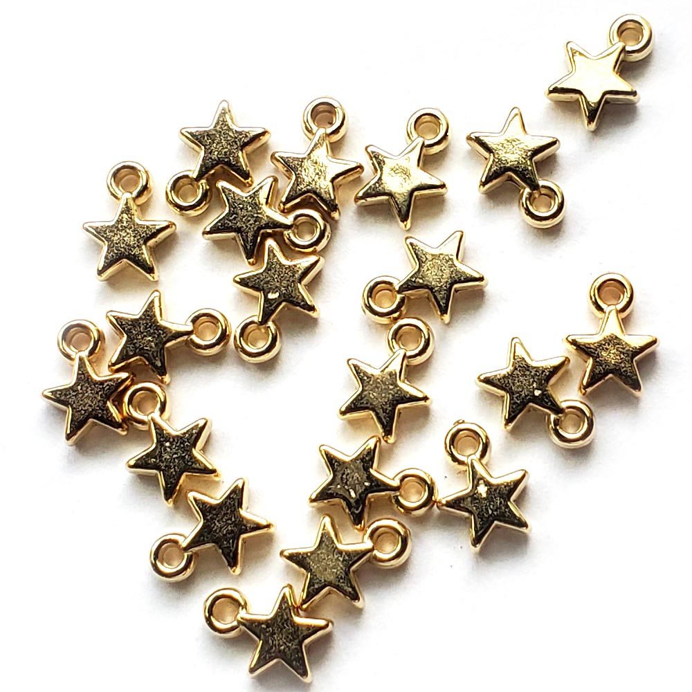 Small Solid Star Charms, Gold Tone Plastic Charms, about 20pcs