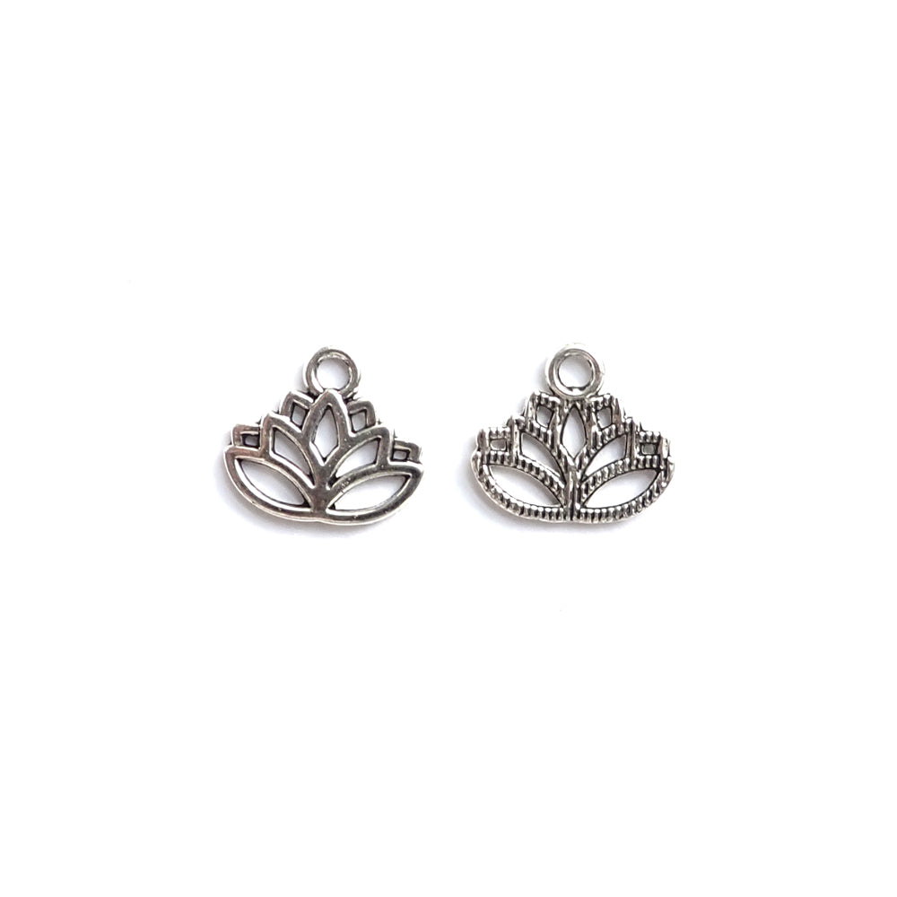 Lotus Flower Metal Charms, Silver Tone Color, about 8 charms, for making bracelets & jewelry
