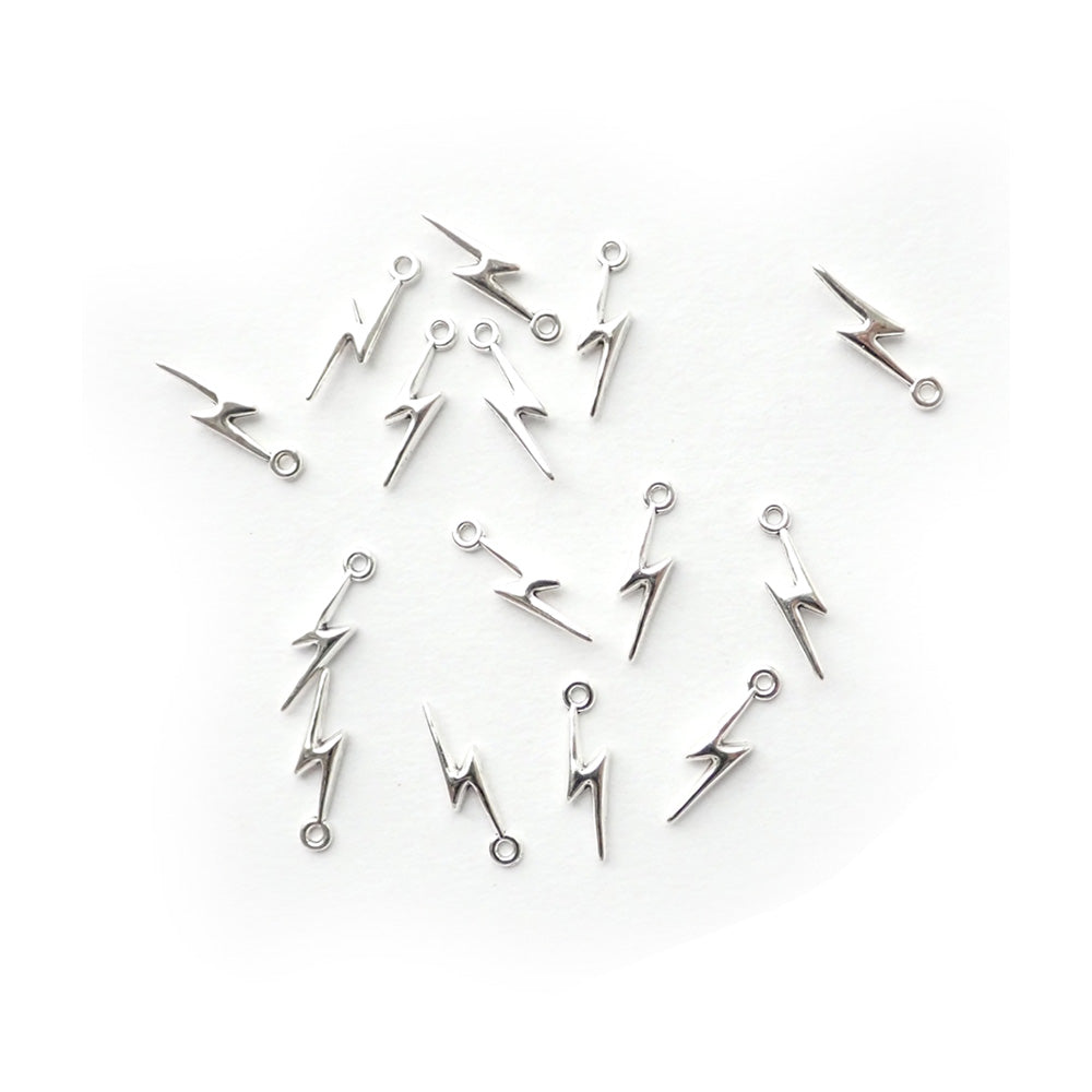 Lightening Bolt Metal Charms, Silver Tone Color, about 15 charms, for jewelry making & crafts