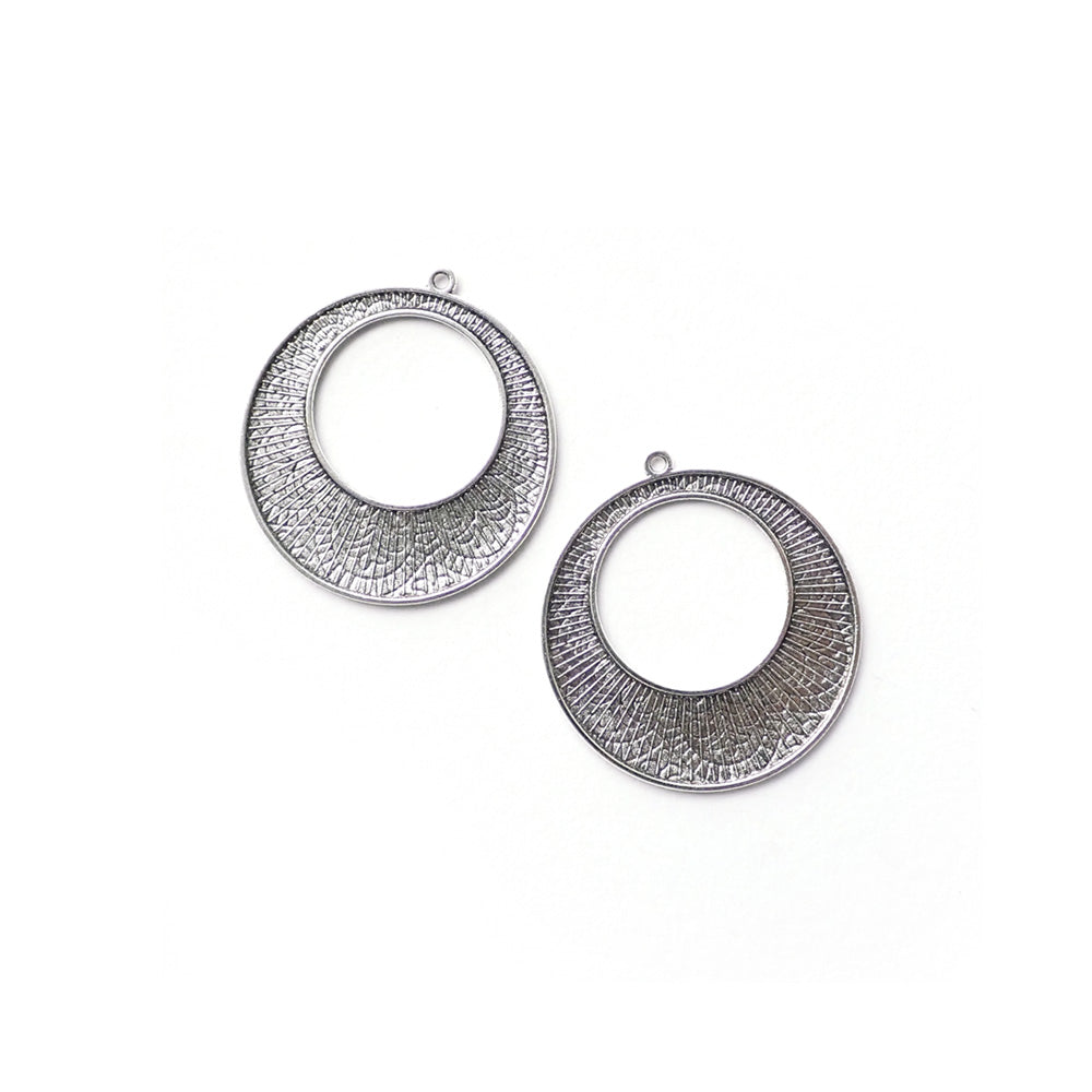 Floral Vines Vintage Style Earring Pendant Findings, Silver Tone, 2 charms