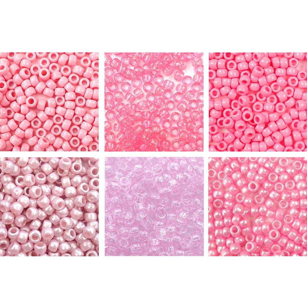 pony beads in 4 shades of pink