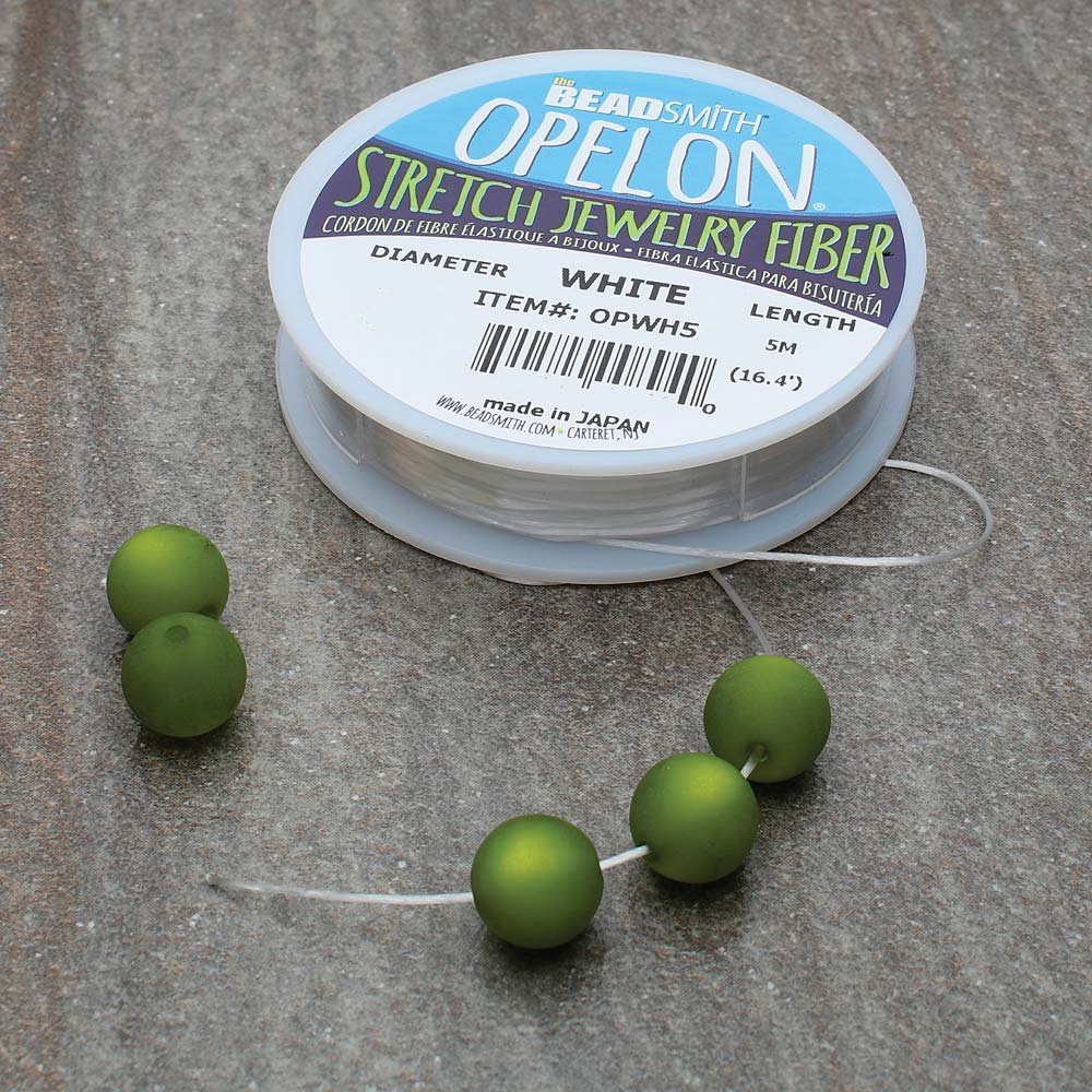 White Opelon Stretch Jewelry Cord, 0.8mm wide, 82ft (25m)