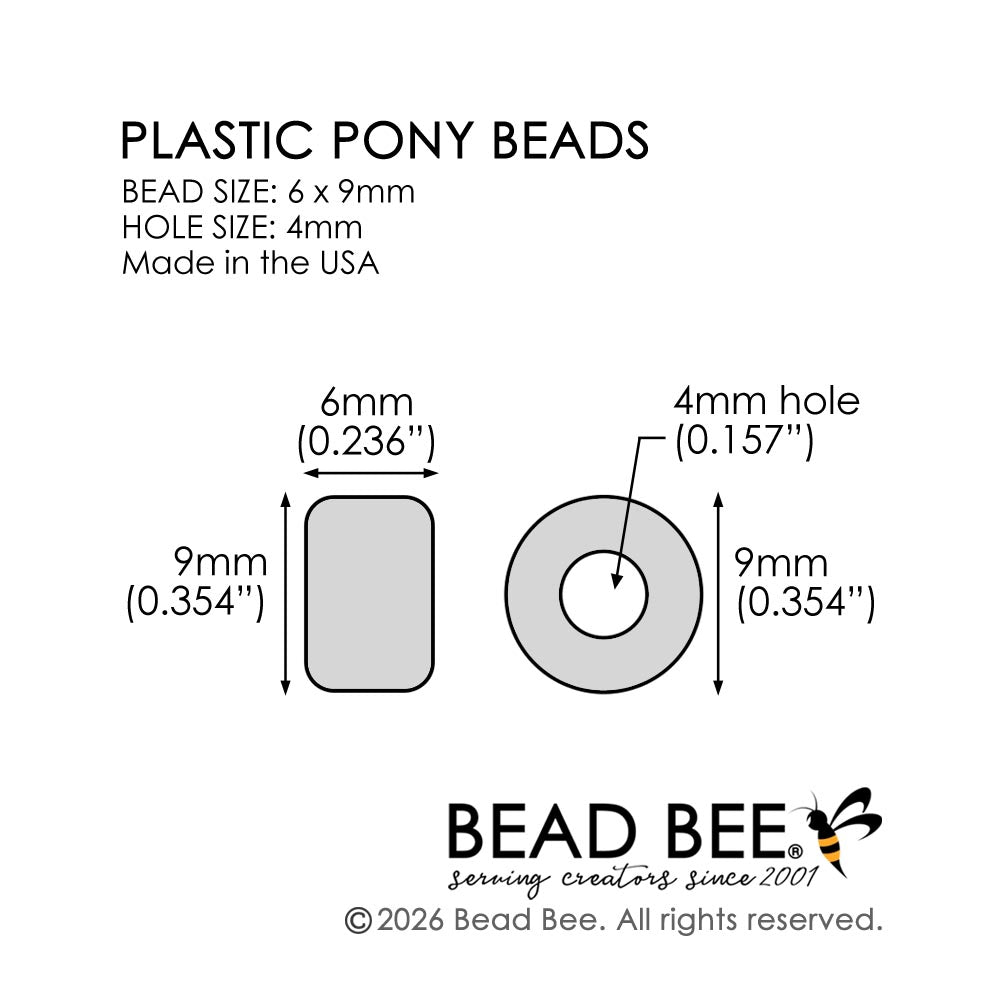 Valentine's Sparkle & Shimmer Mix Plastic Pony Beads 6 x 9mm, 500 beads