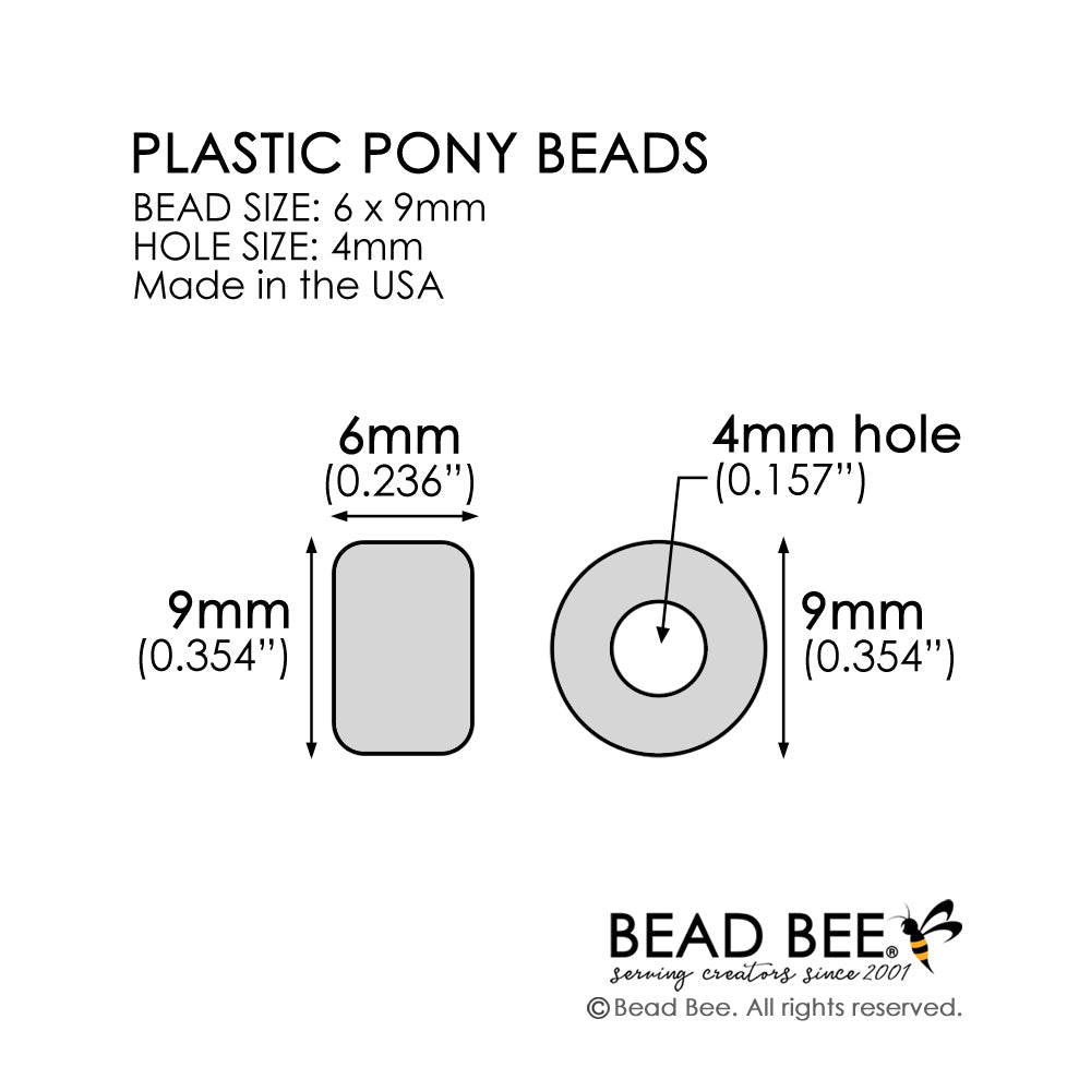 Cosmic Pink Mix Plastic Pony Beads 6 x 9mm, 500 beads