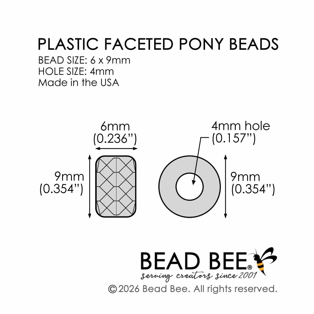 Light Caribbean Blue Pearl Plastic Faceted Rondelles Pony Beads 6 x 9mm, 500 beads