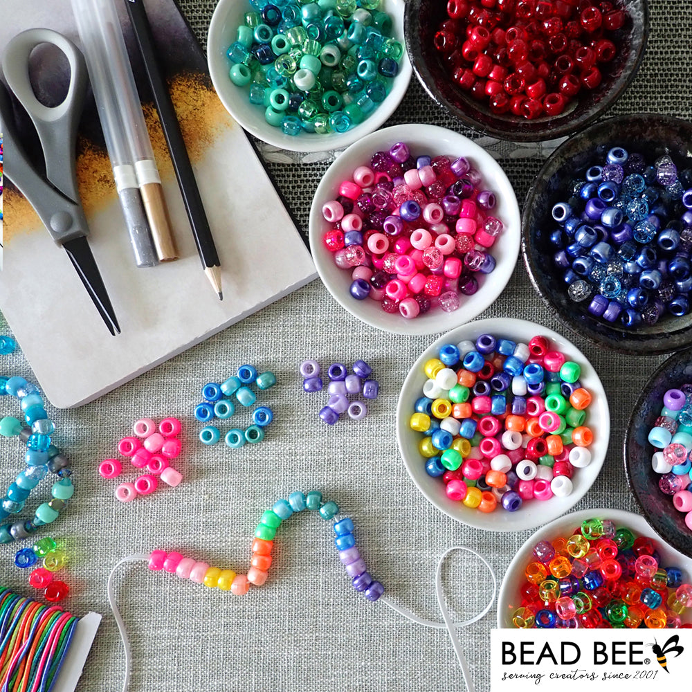 Light Pink Pearl Plastic Pony Beads 6 x 9mm, 1500 beads