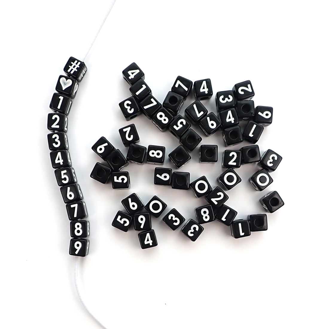 Plastic Black 8mm Cube Vertical Hole Alphabet Beads, Single Letters, 35 beads