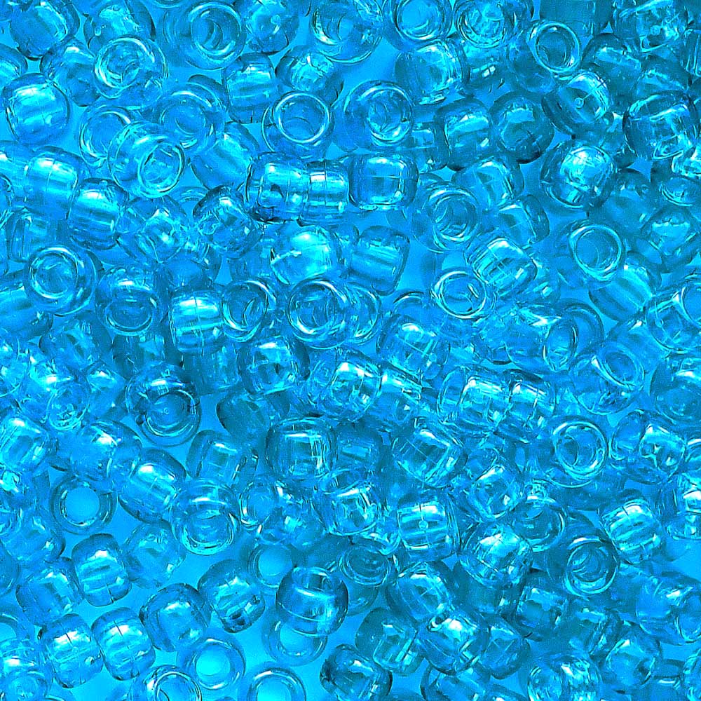transparent turquoise 6 x 9mm plastic pony beads in bulk