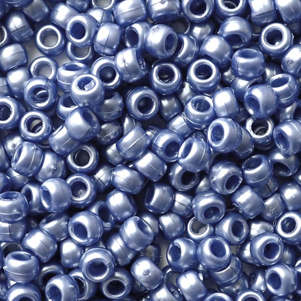 Medium Montana Blue Pearl Plastic Pony Beads 6 x 9mm, 500 beads
