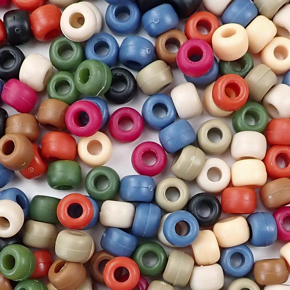 Americana Multicolor Mix (Matte) Plastic Pony Beads 6 x 9mm, 1500 beads