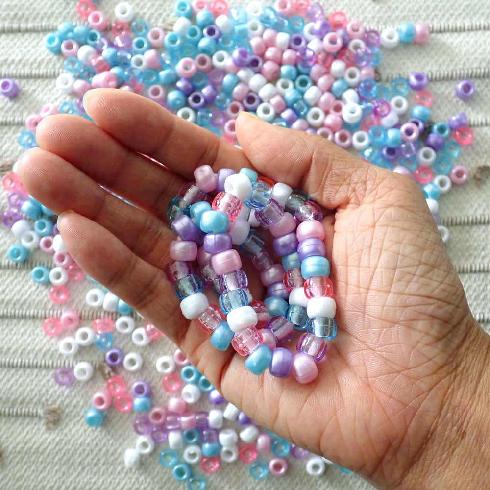 Unicorn Mix Plastic Pony Beads 6 x 9mm, 500 beads