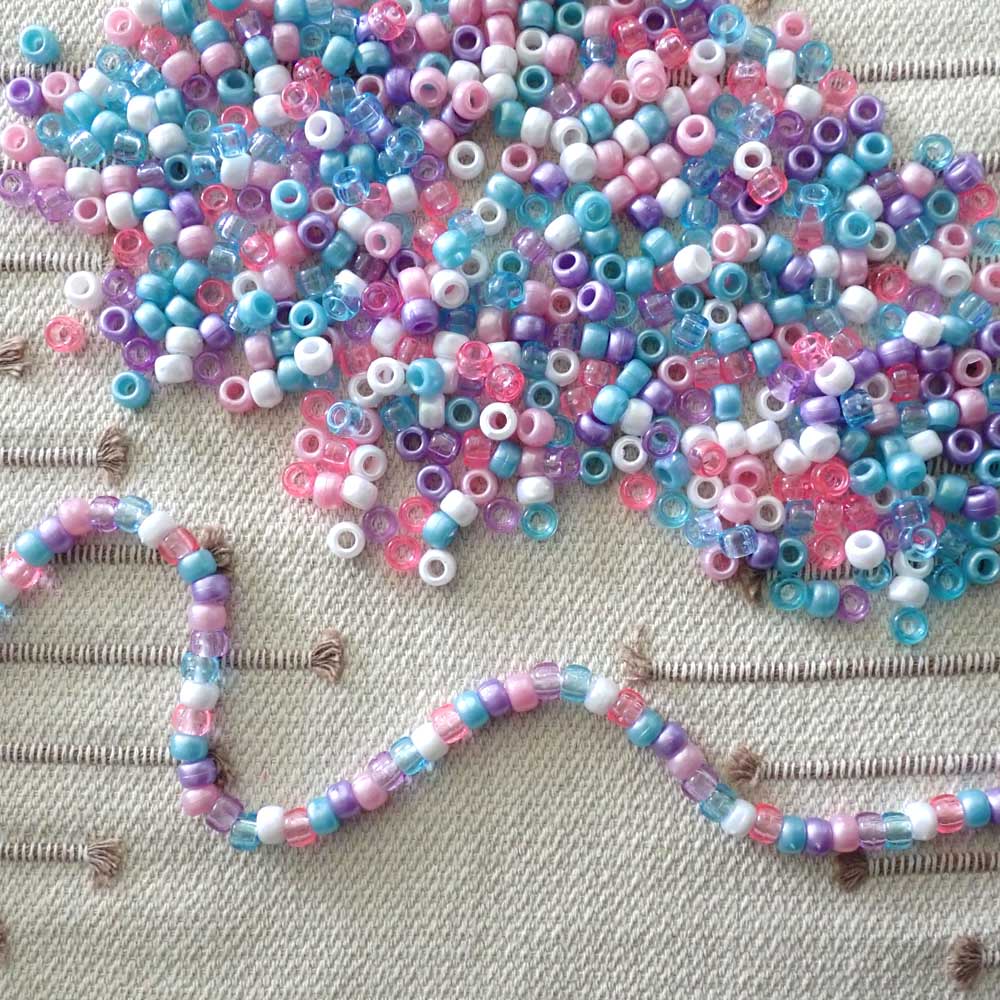 Unicorn Mix Plastic Pony Beads 6 x 9mm, 500 beads