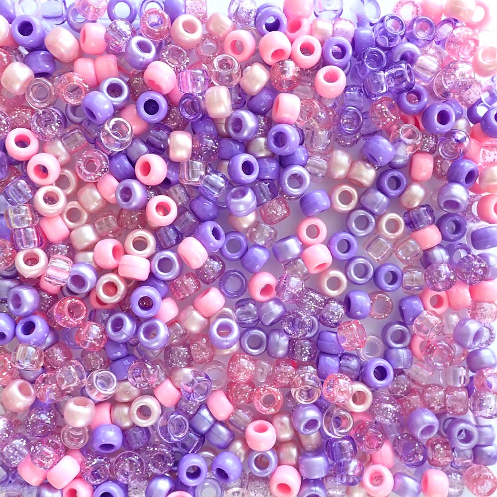 pastel pink & purple mix pony beads