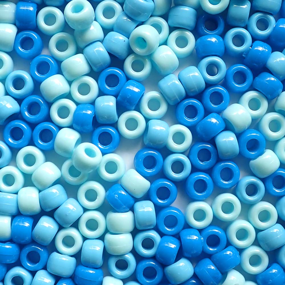 Blue Skies Mix Plastic Pony Beads 6 x 9mm, 500 beads