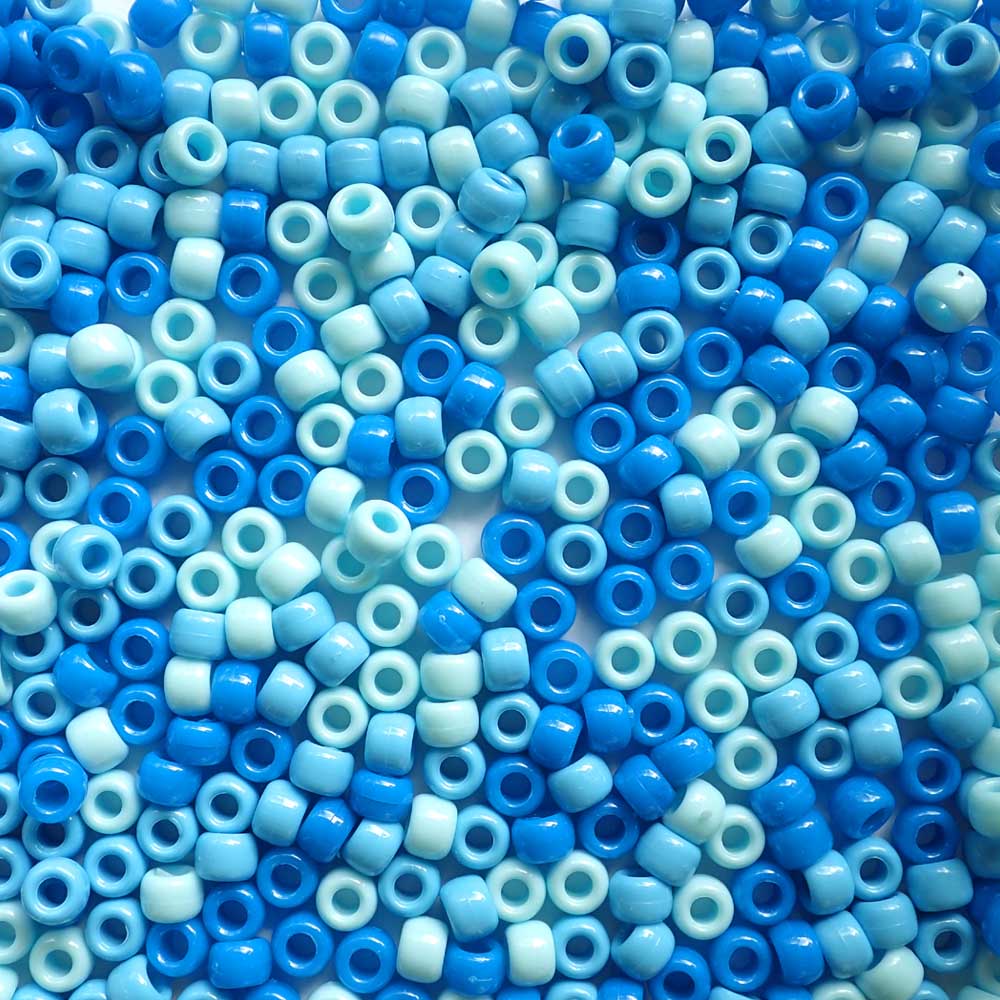Ombre Mixes Pony Bead Kit, 4 mixes, Plastic Pony Beads 6 x 9mm, 1000 beads total
