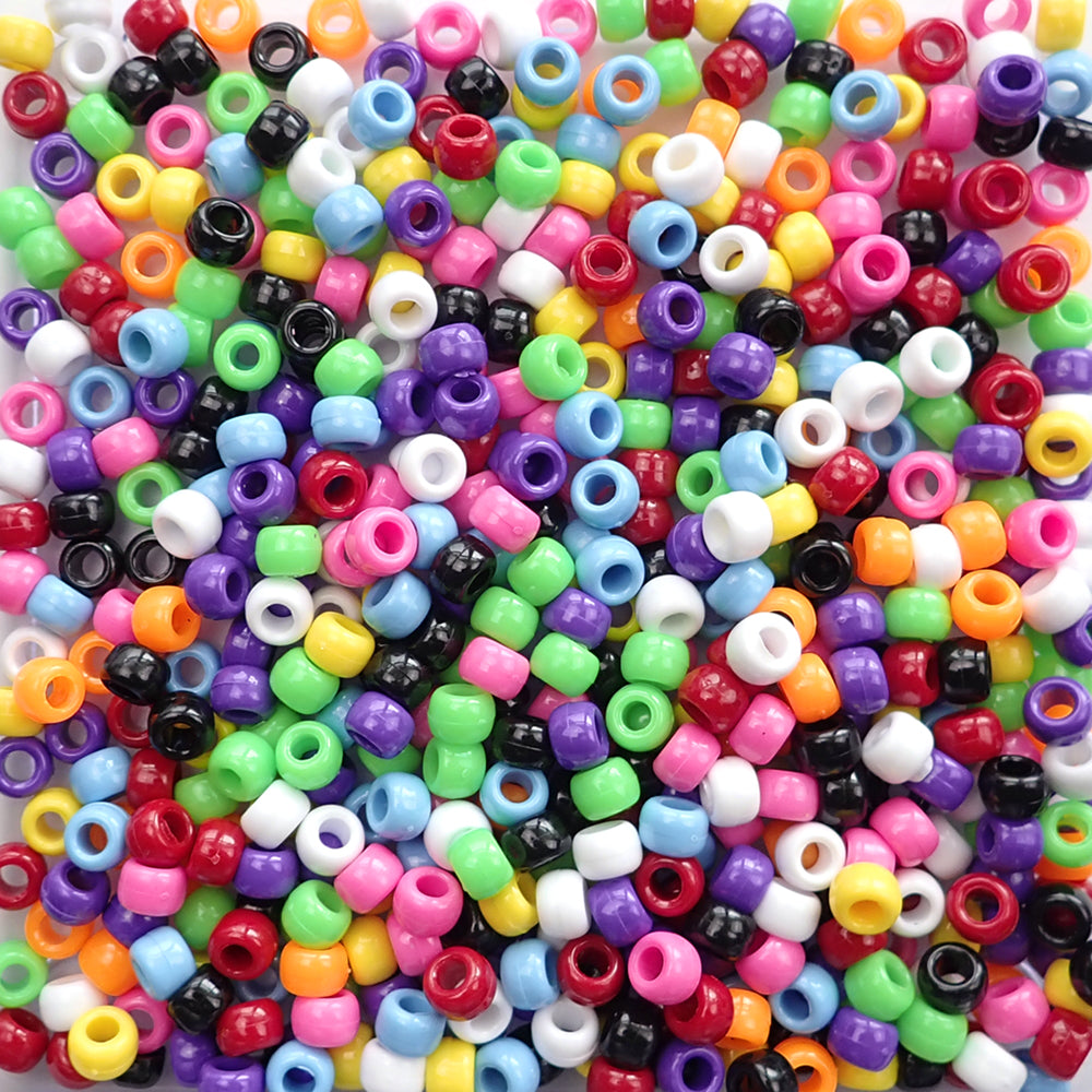 Multicolor Mix Plastic Pony Beads. Size 6 x 9 mm. Craft Beads for making bracelets, jewelry making, arts & crafts.