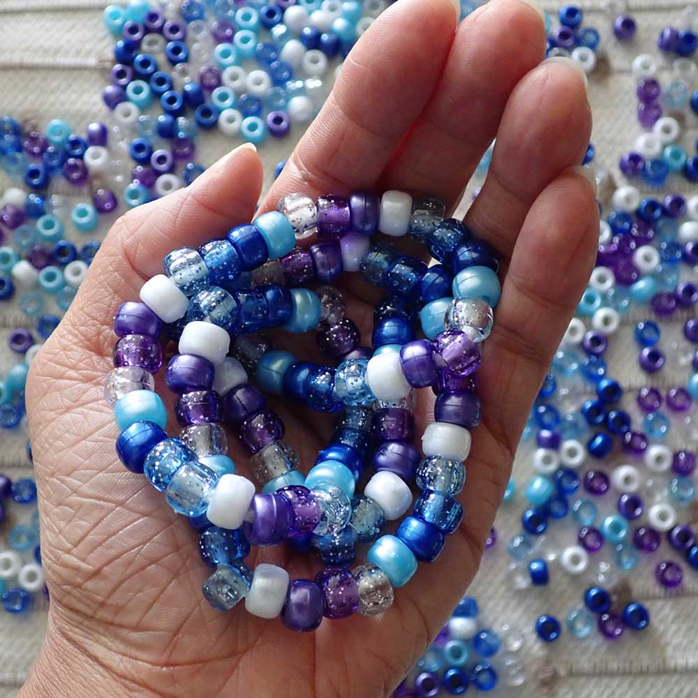 Celestial Sky Multicolor Mix Plastic Pony Beads 6 x 9mm, 500 beads