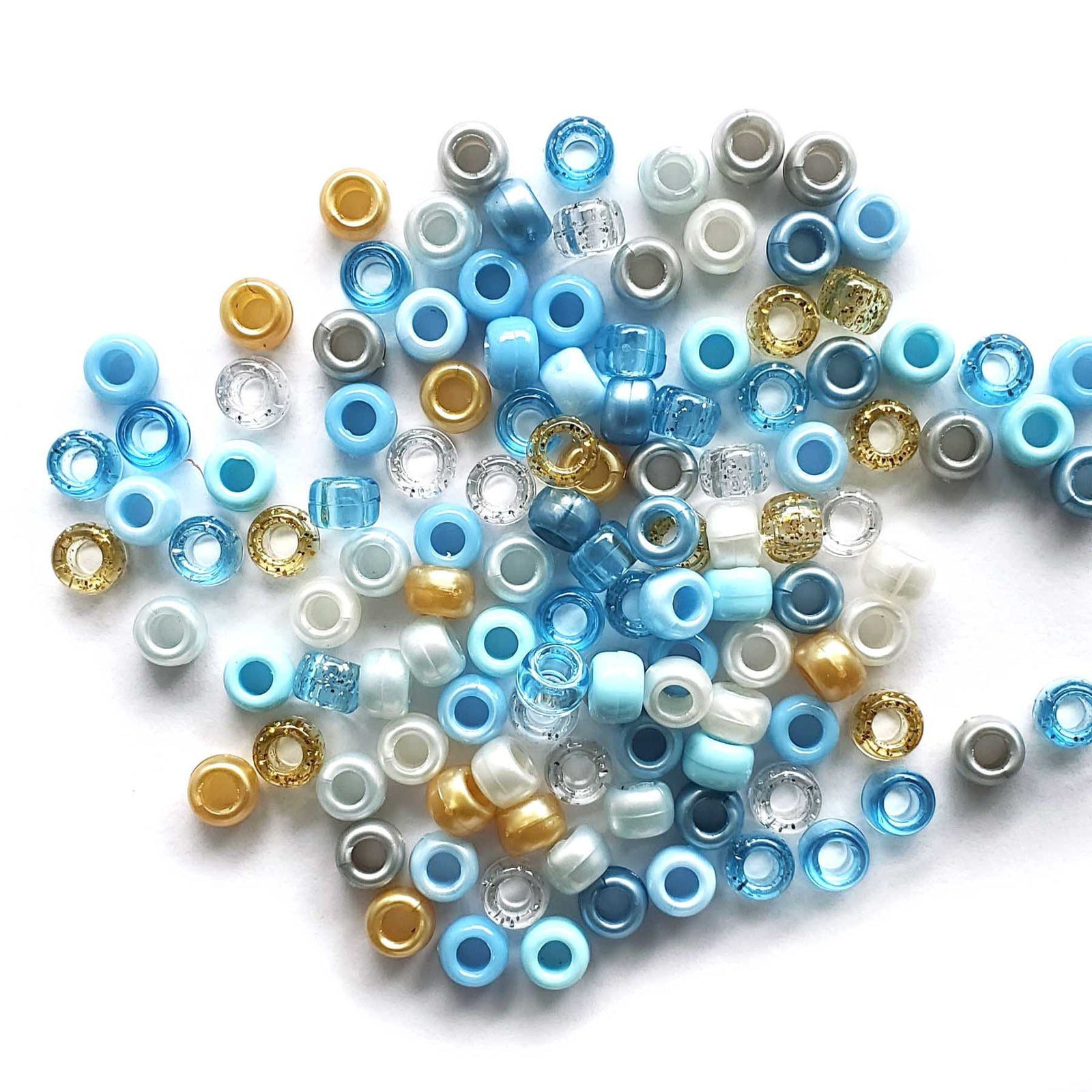Princess Light Blue Mix Plastic Pony Beads 6 x 9mm, 500 beads