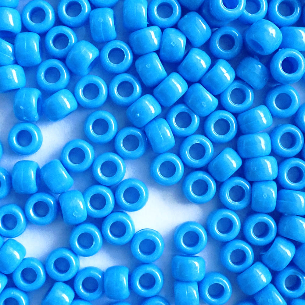 Tropic Blue Plastic Pony Beads 6 x 9mm, 500 beads