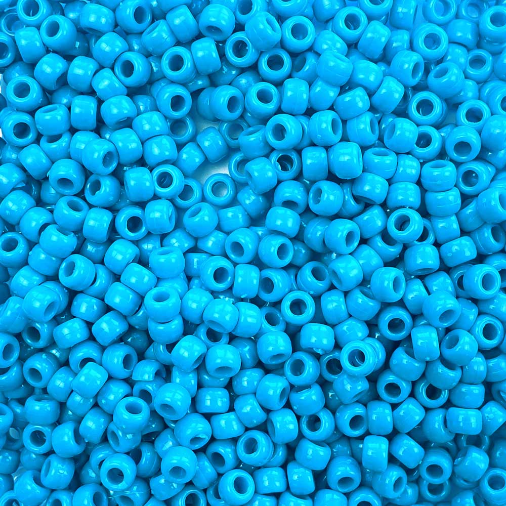 Tropic Blue Plastic Pony Beads 6 x 9mm, 500 beads