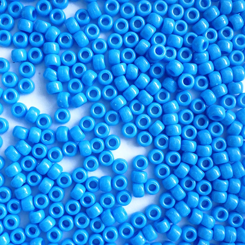 Tropic Blue Plastic Pony Beads 6 x 9mm, 500 beads