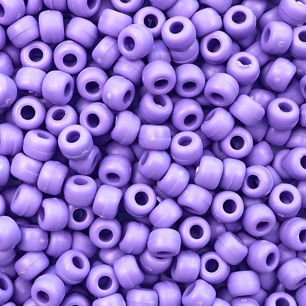 Matte Lilac Plastic Pony Beads. Size 6 x 9 mm. Craft Beads.