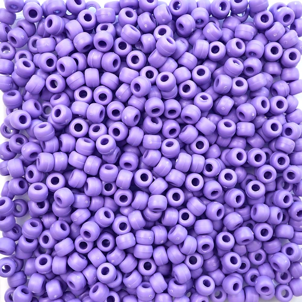 Matte Lilac Plastic Pony Beads. Size 6 x 9 mm. Craft Beads.