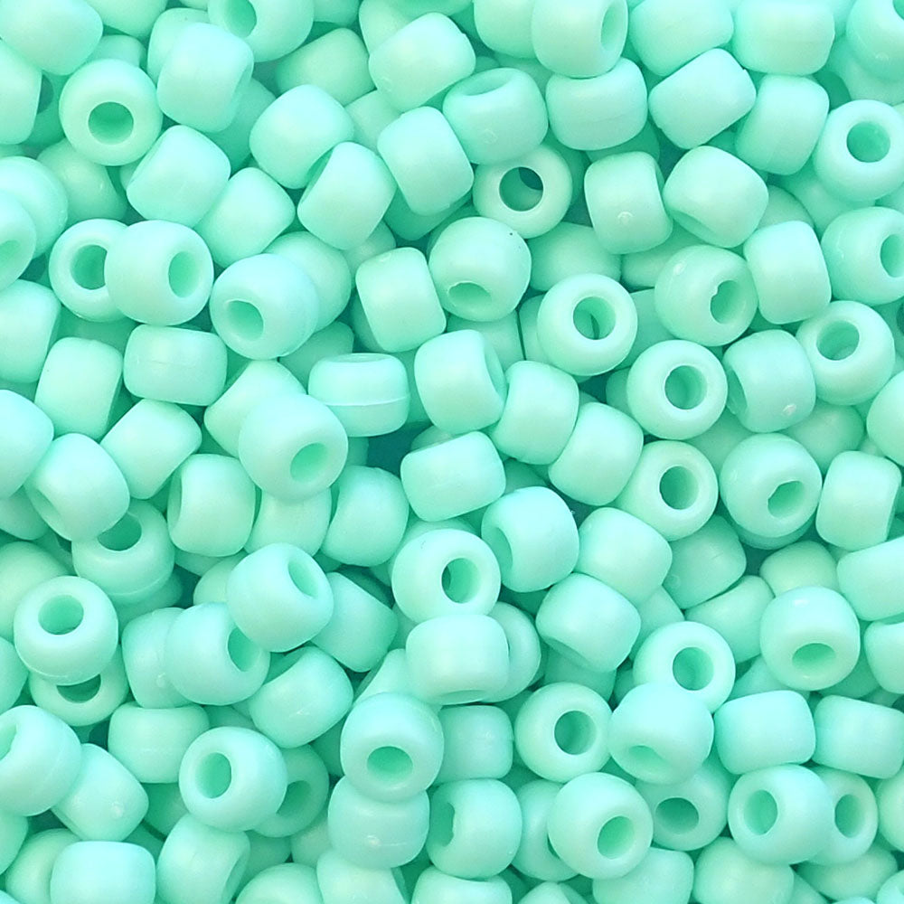 Matte Sea Foam Green Opaque Plastic Pony Beads 6 x 9mm, 500 beads