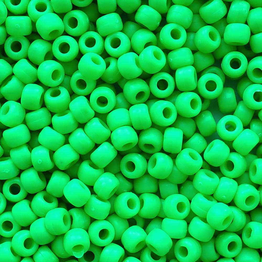 Matte Grasshopper Plastic Pony Beads. Size 6 x 9 mm. Craft Beads.