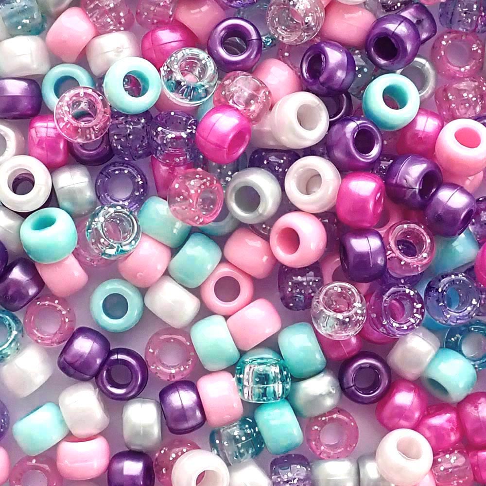 Fairy Princess Color Mix Plastic Pony Beads 6 x 9mm, 500 beads