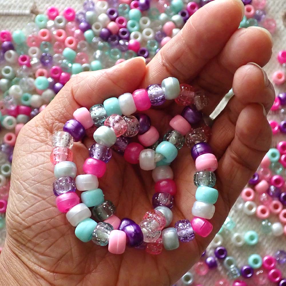 Fairy Princess Color Mix Plastic Pony Beads 6 x 9mm, 500 beads