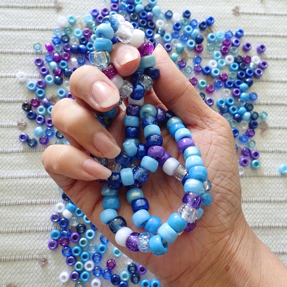 Majestic Sky Blue Purple Mix Plastic Pony Beads 6 x 9mm, 500 beads