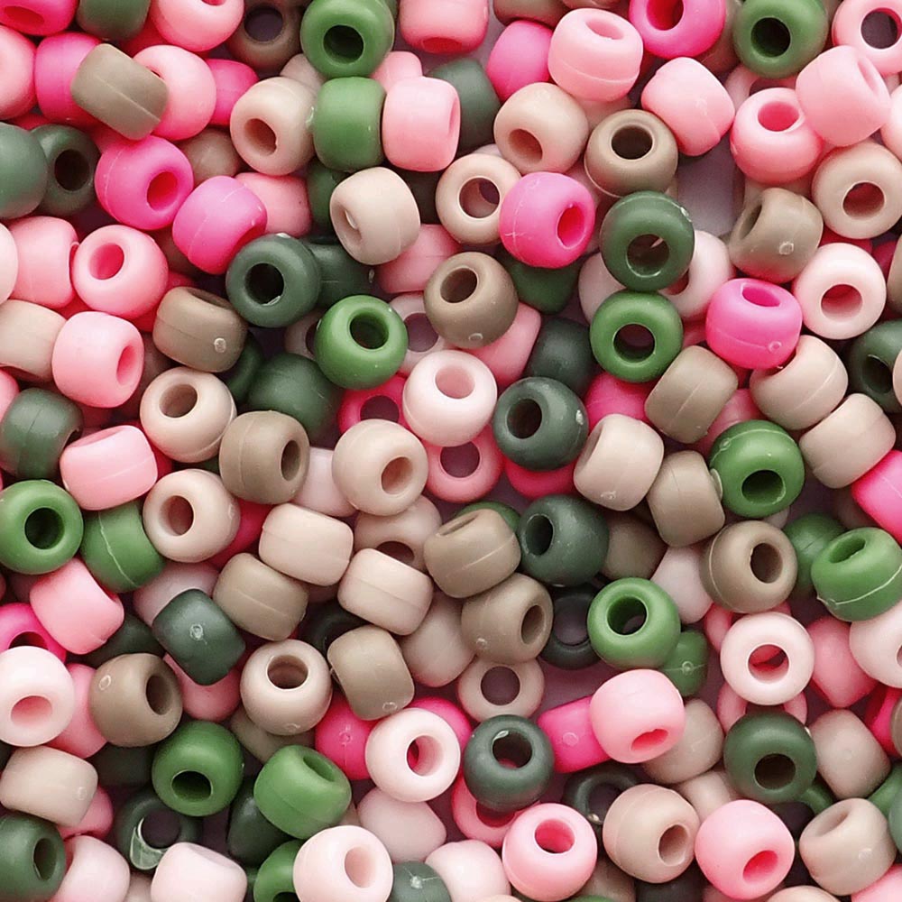 matte pink camouflage mix pony beads