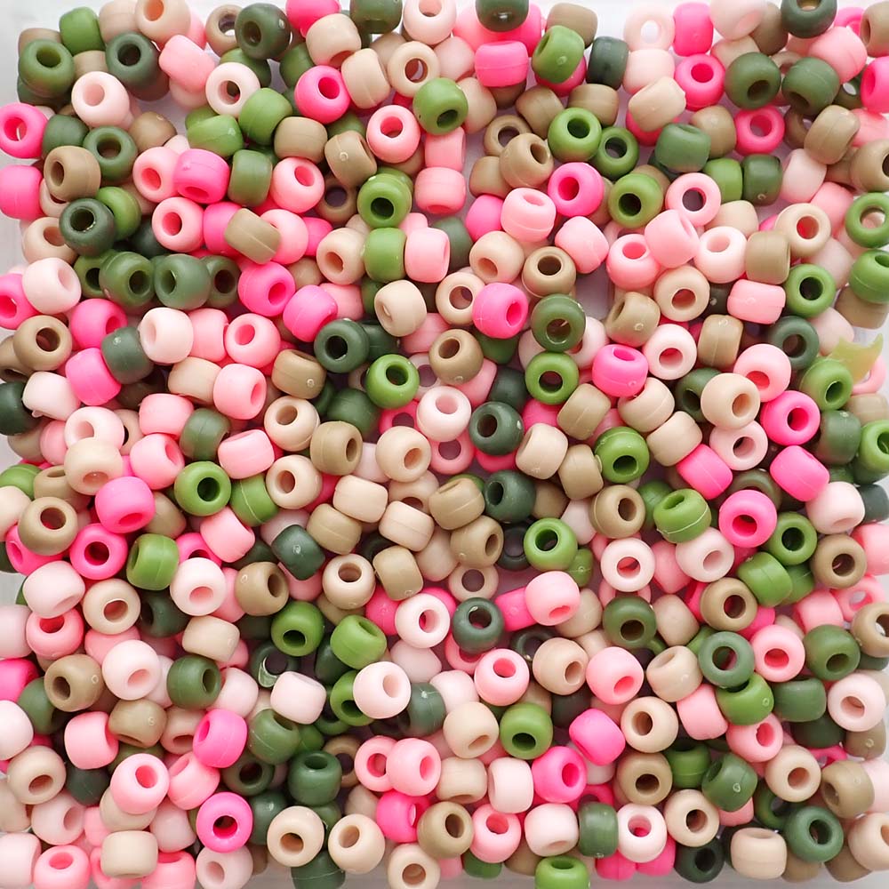 matte pink camouflage mix pony beads