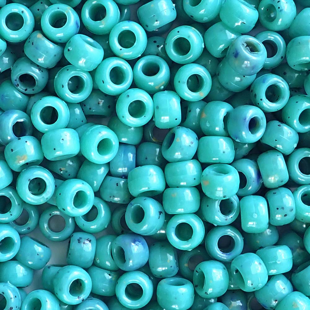 Green Turquoise Plastic Pony Beads. Size 6 x 9 mm. Craft Beads.