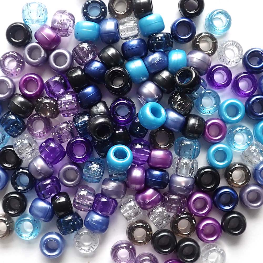 Cosmic Galaxy Mix Plastic Pony Beads 6 x 9mm, 500 beads