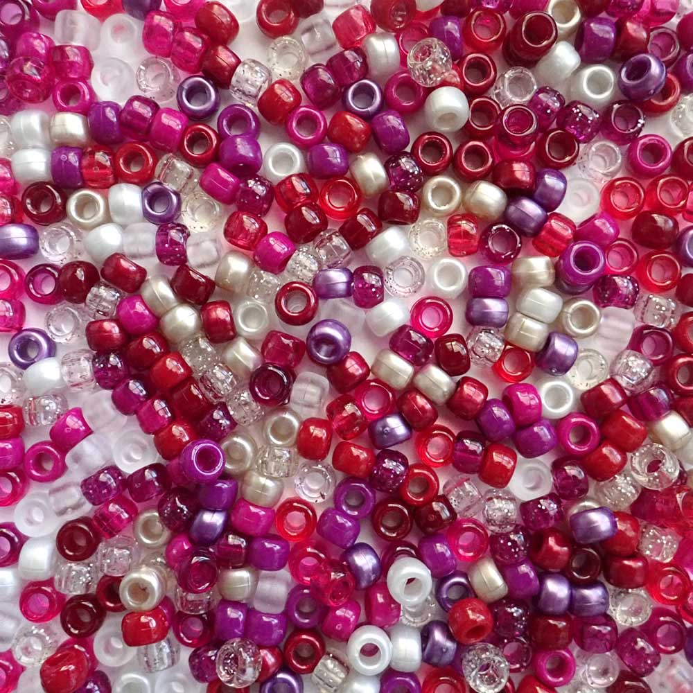 Winterberry Mix Plastic Pony Beads 6 x 9mm, 500 beads