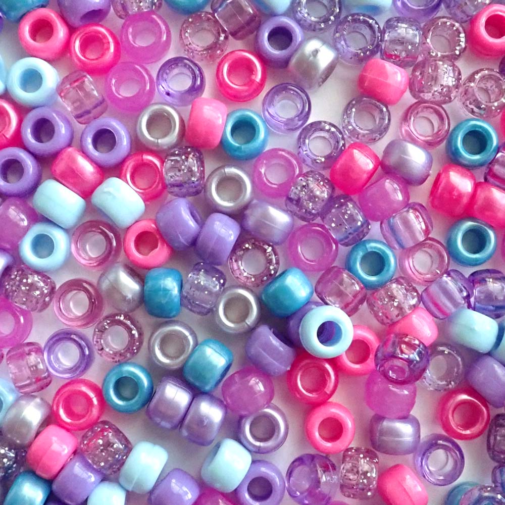 Lavender Dreams Purple Mix Plastic Pony Beads 6 x 9mm, 500 beads