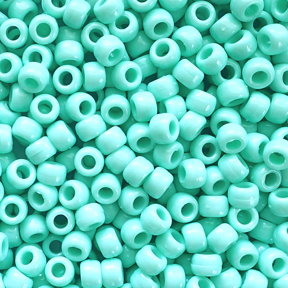 Seafoam Opaque Plastic Pony Beads 6 x 9mm, 500 beads