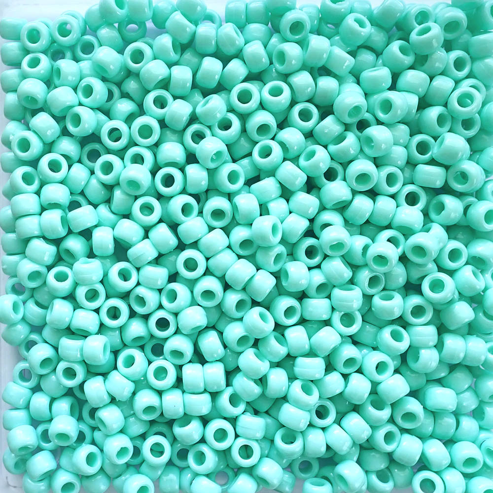 Seafoam Opaque Plastic Pony Beads 6 x 9mm, 500 beads