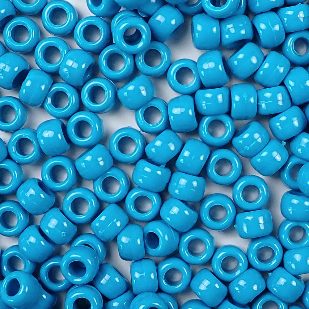 opaque turquoise 6 x 9mm plastic pony beads in bulk