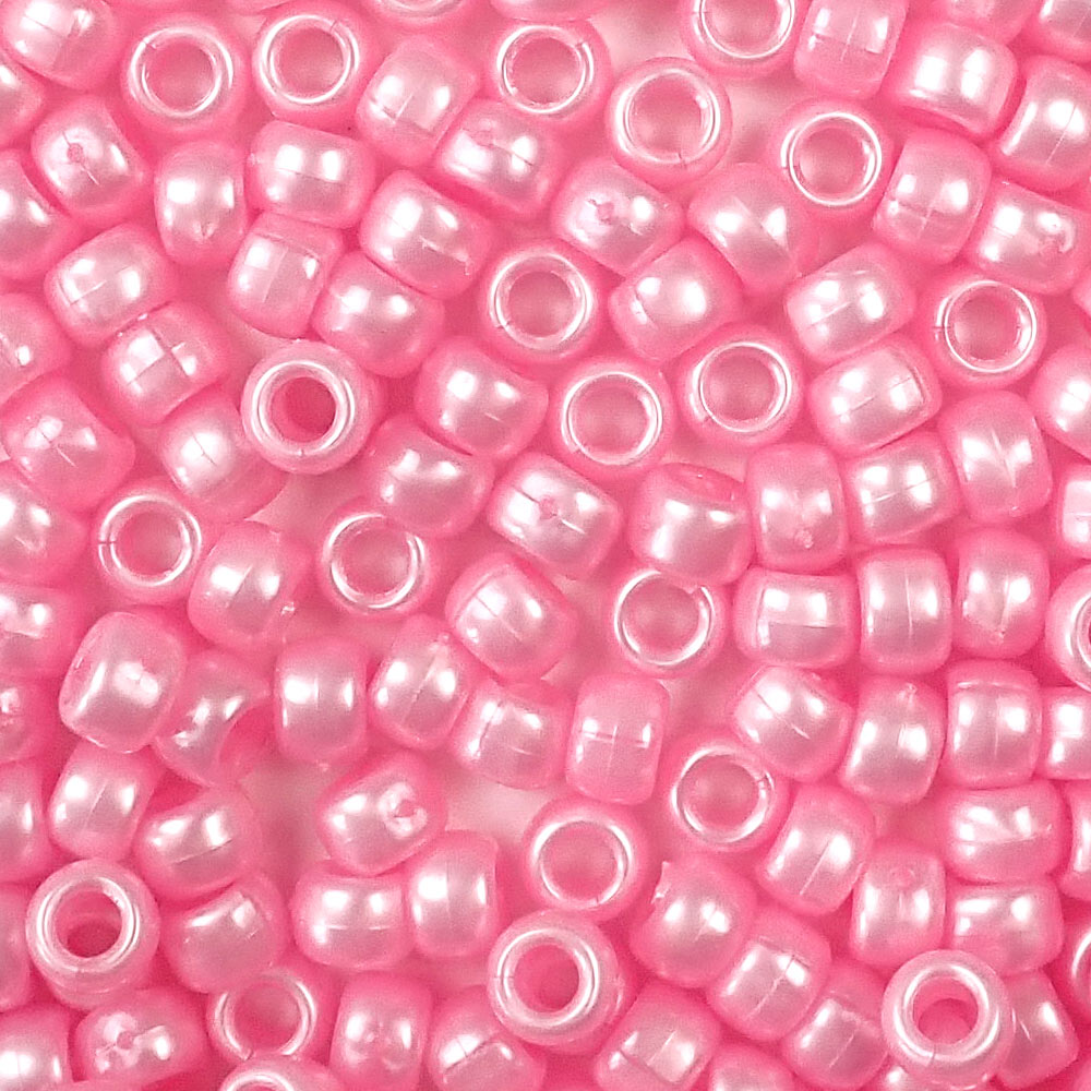 light pink pearl in 6 x 9mm plastic pony beads in bulk