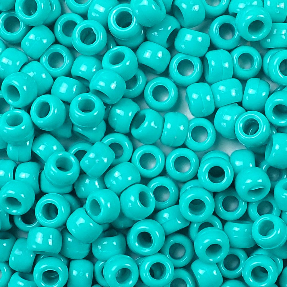 opaque light turquoise 6 x 9mm plastic pony beads in bulk