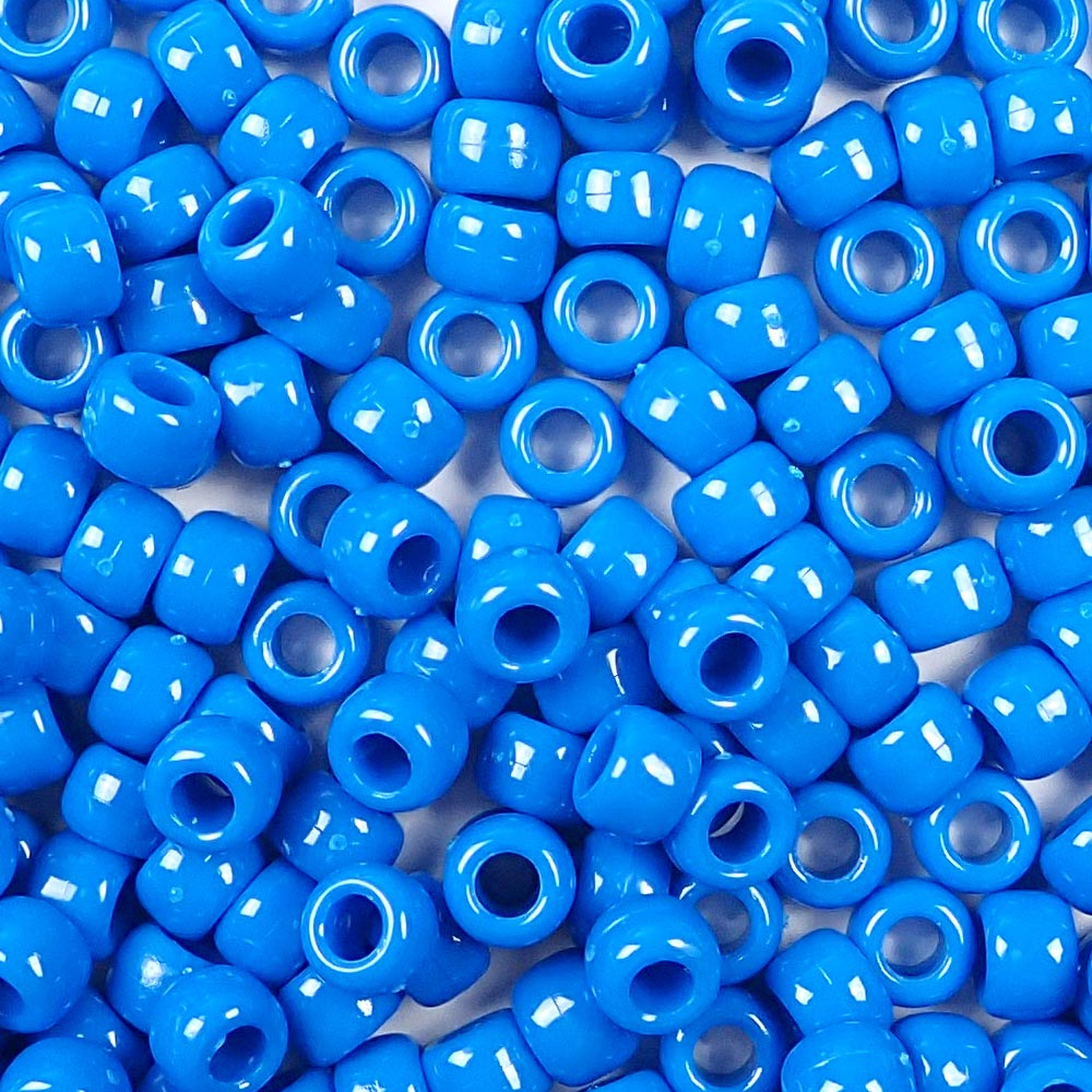 true blue 6 x 9mm plastic pony beads in bulk