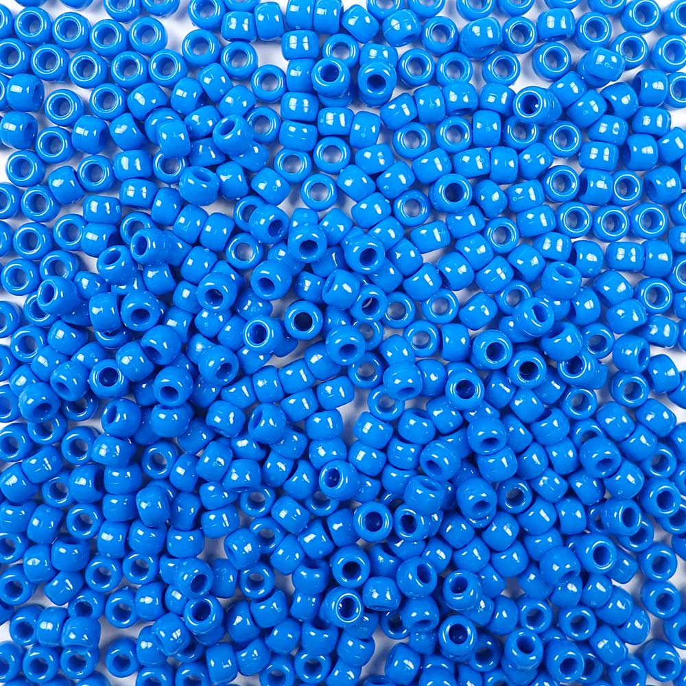6 x 9mm plastic pony beads in true blue