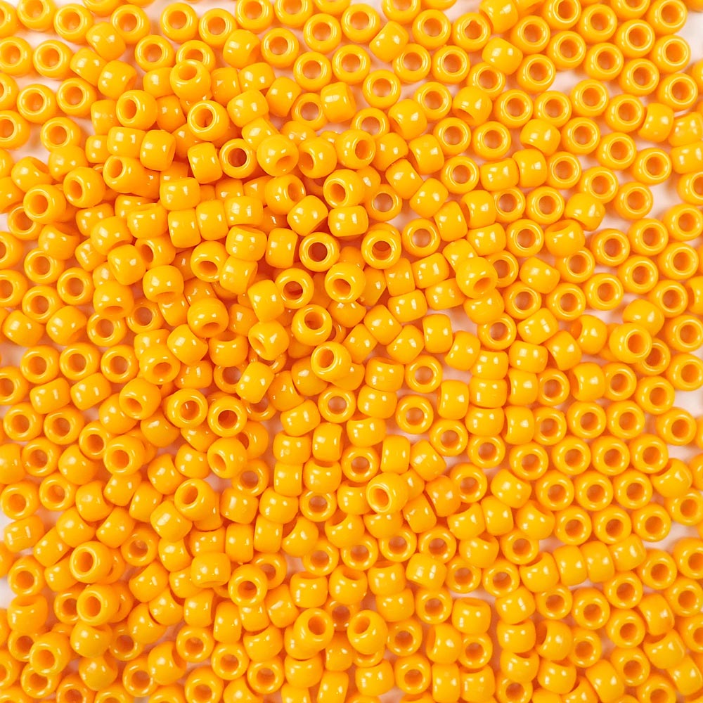 Goldenrod Yellow Plastic Pony Beads. Size 6 x 9 mm. Craft Beads. Made in the USA.