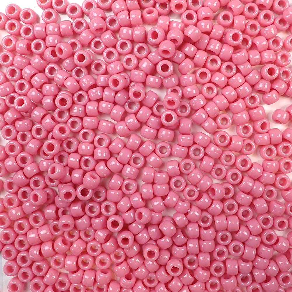 6 x 9mm plastic pony beads in mauve pink