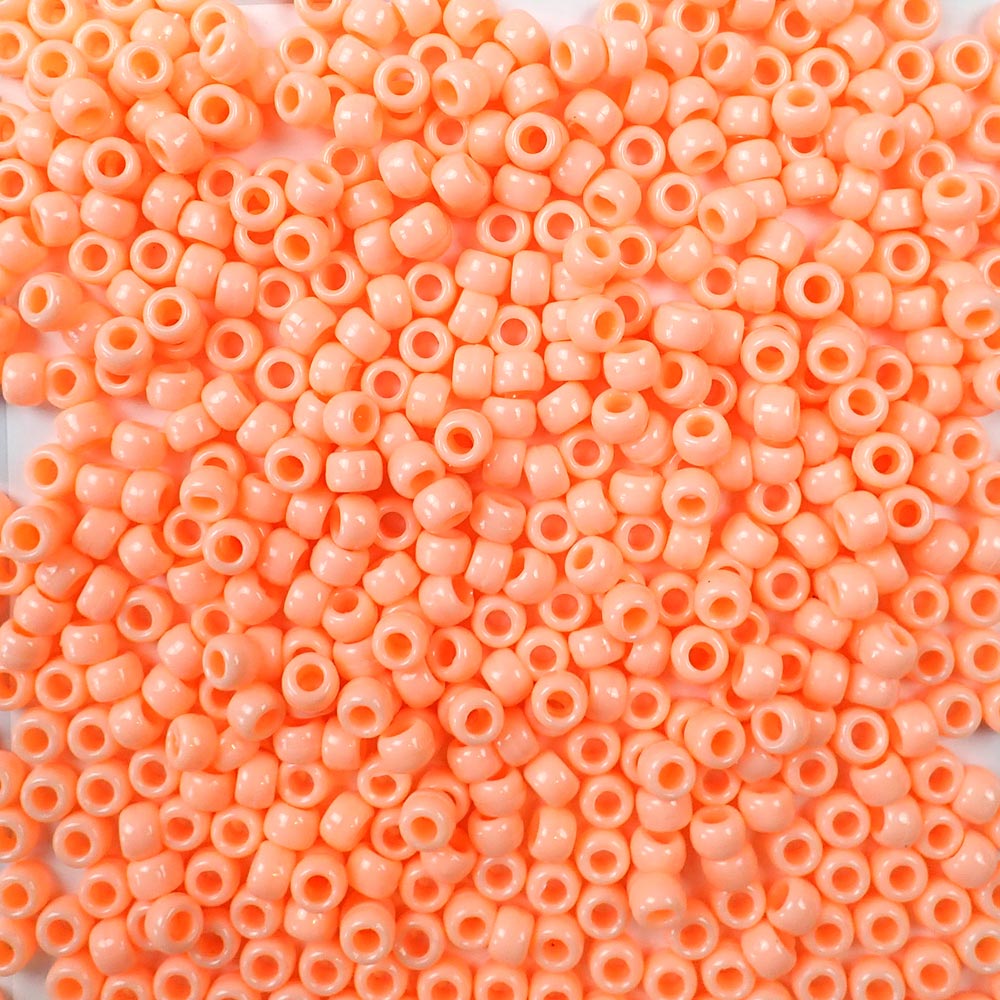 6 x 9mm plastic pony beads in peach